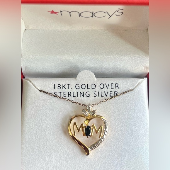 Macy's Gold and Silver Heart Necklace with Precious Stone SOLD! - Picture 6 of 8